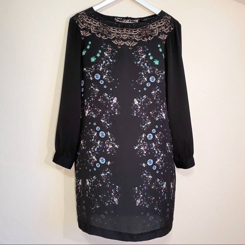 Zara Jewel Print Long Sleeve Dress